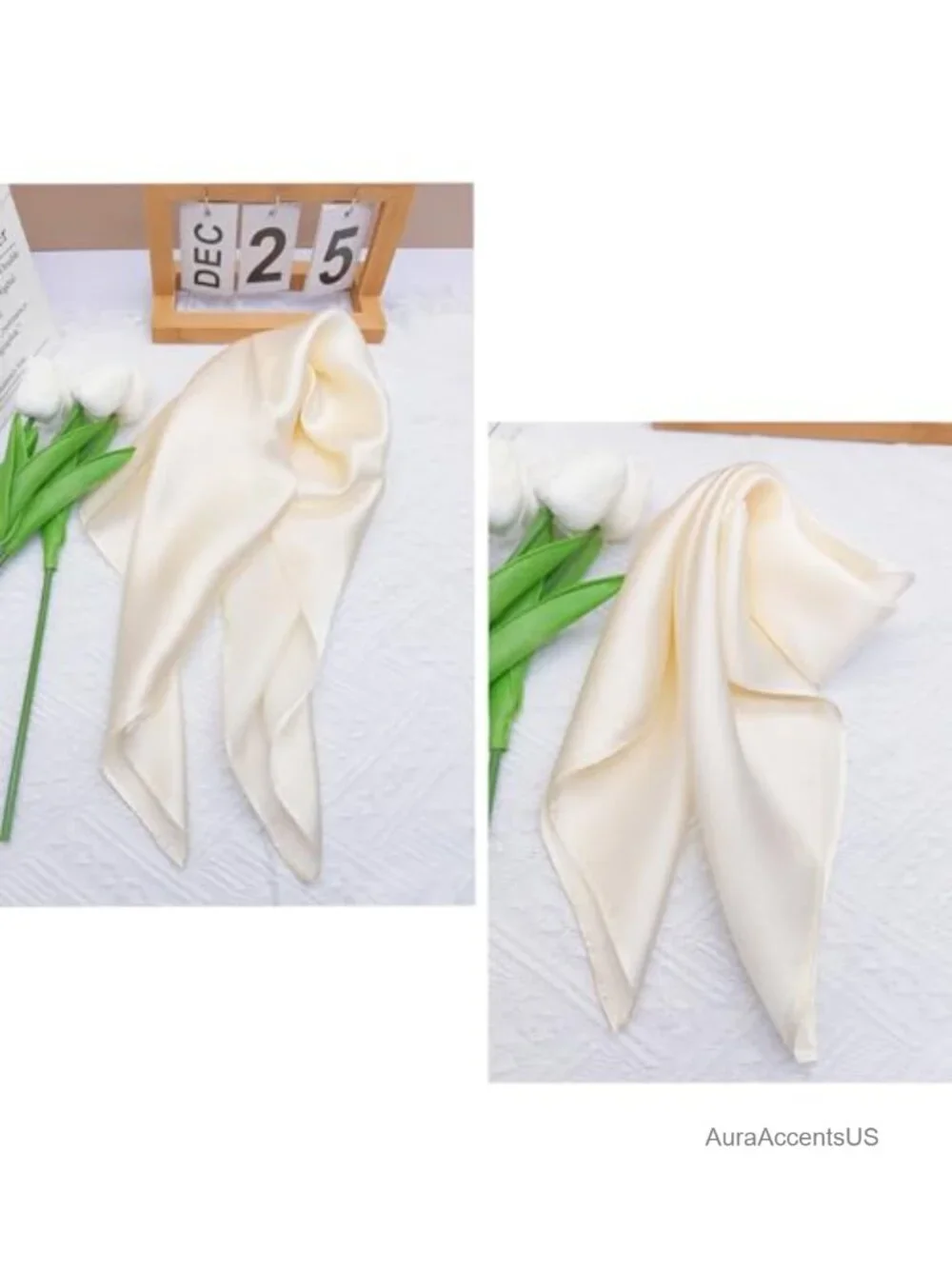 100% Mulberry Silk Square Scarf for Women, 21x21 Neck Scarf, Hair Scarf, Gift